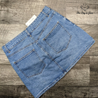 Harper Heritage Francesca Button Front Denim Mini Skirt Blue NWT Size L