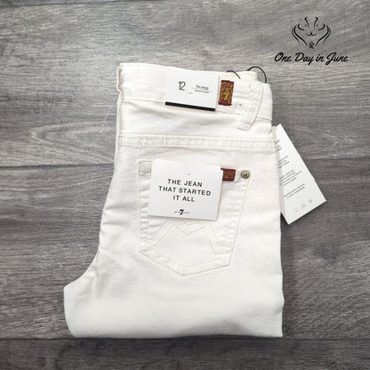 7 For All Mankind Girls The Peggi Tapered Straight Jeans Cream NWT Size 12