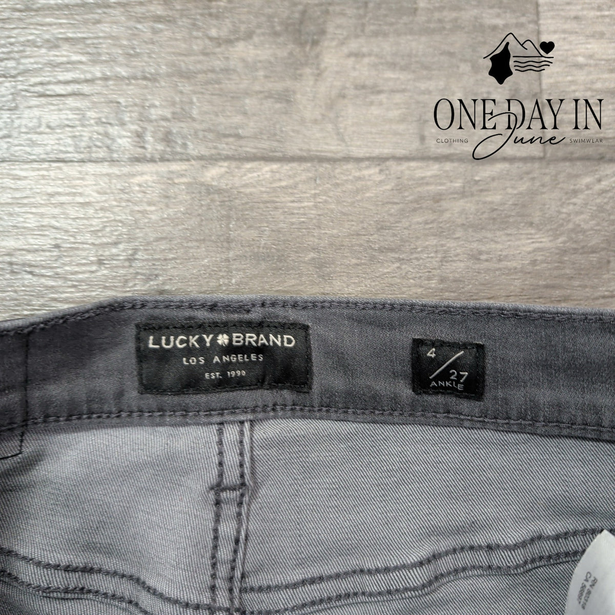 Lucky Brand High Rise Skinny Ankle Jeans Gray Raw Hem Stretch Size 4 (27)