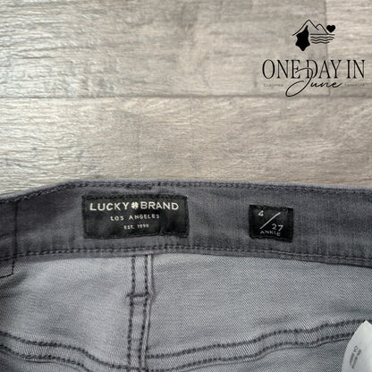 Lucky Brand High Rise Skinny Ankle Jeans Gray Raw Hem Stretch Size 4 (27)