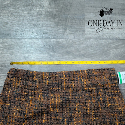 Amanda + Chelsea Modern Fit Tweed Pencil Skirt Brown Gold NWT $98 Size M