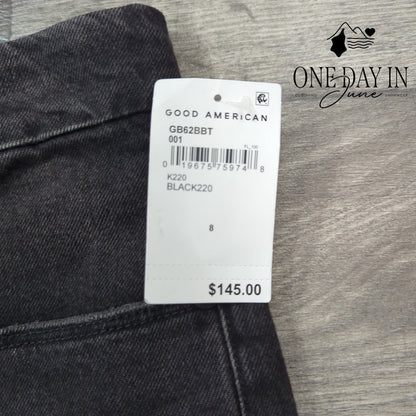 Good American Good Boy Raw Split Hem Jeans Size 8