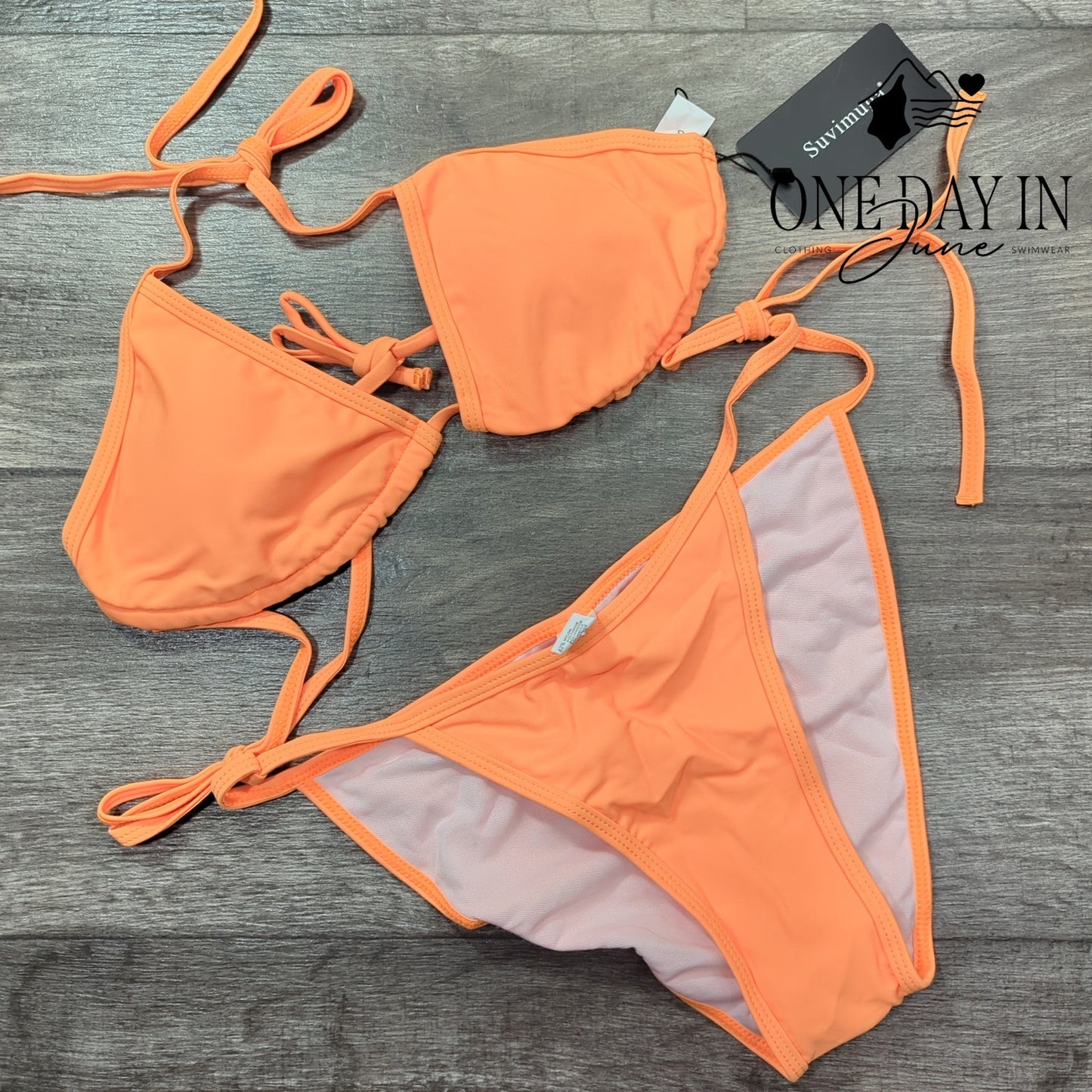 Suvimuga Adjustable Triangle Tie Side Bikini Swimsuit Size S