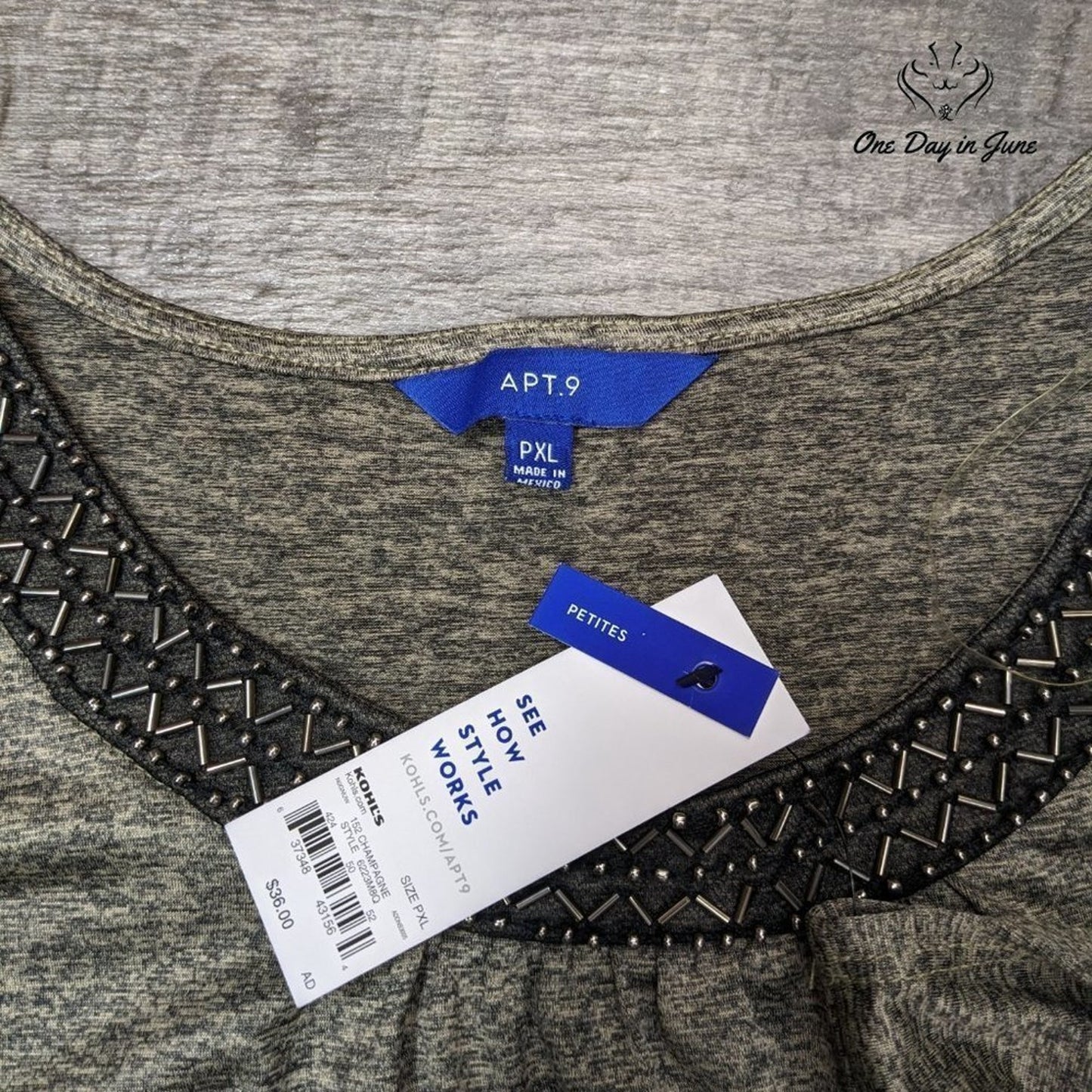 Apt. 9 Petite Short Sleeve Beaded Top Size PXL