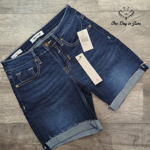 Vigoss Marley Bermuda Denim Shorts Dark Wash Cuffed NWT Size 24 (0)