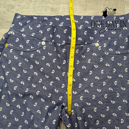 Michael Kors Pull On Ankle Pants True Navy Paisley Print NWT Size S