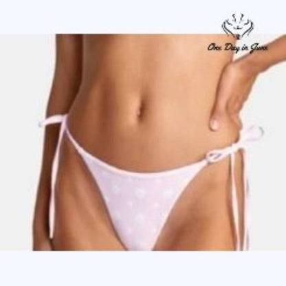 RVCA Balance Act Tie Skimpy French Bikini Bottom Pink NWT Size L