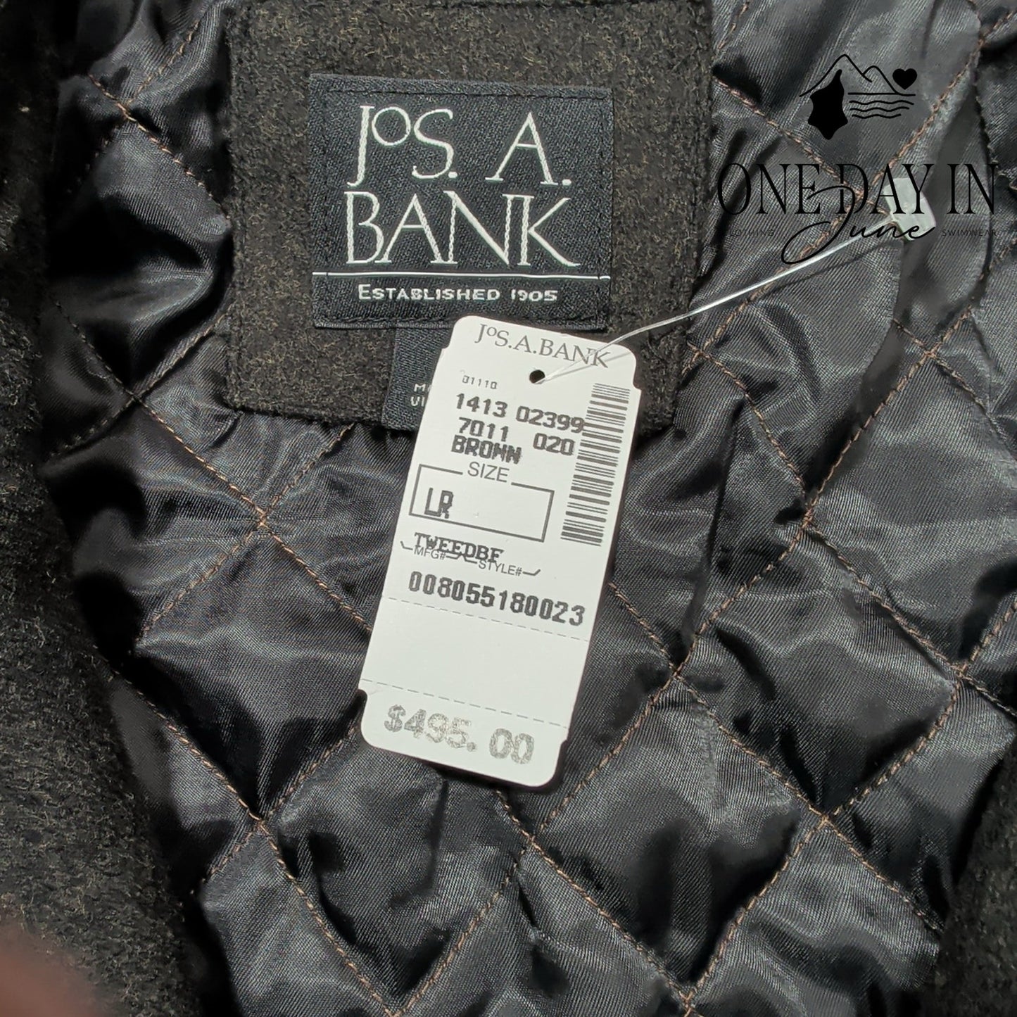 Jos. A. Bank Wool Tweed Car Coat Brown Quilted Lined Jacket NWT Size L