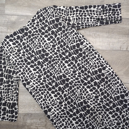 Tahari Arthur S Levine Long Sleeve Mini Dress Black White Print Size 6