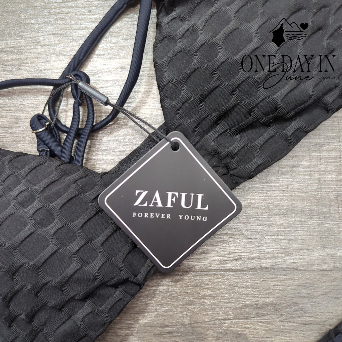 Zaful Ring Front Textured Bikini Swimsuit Size S