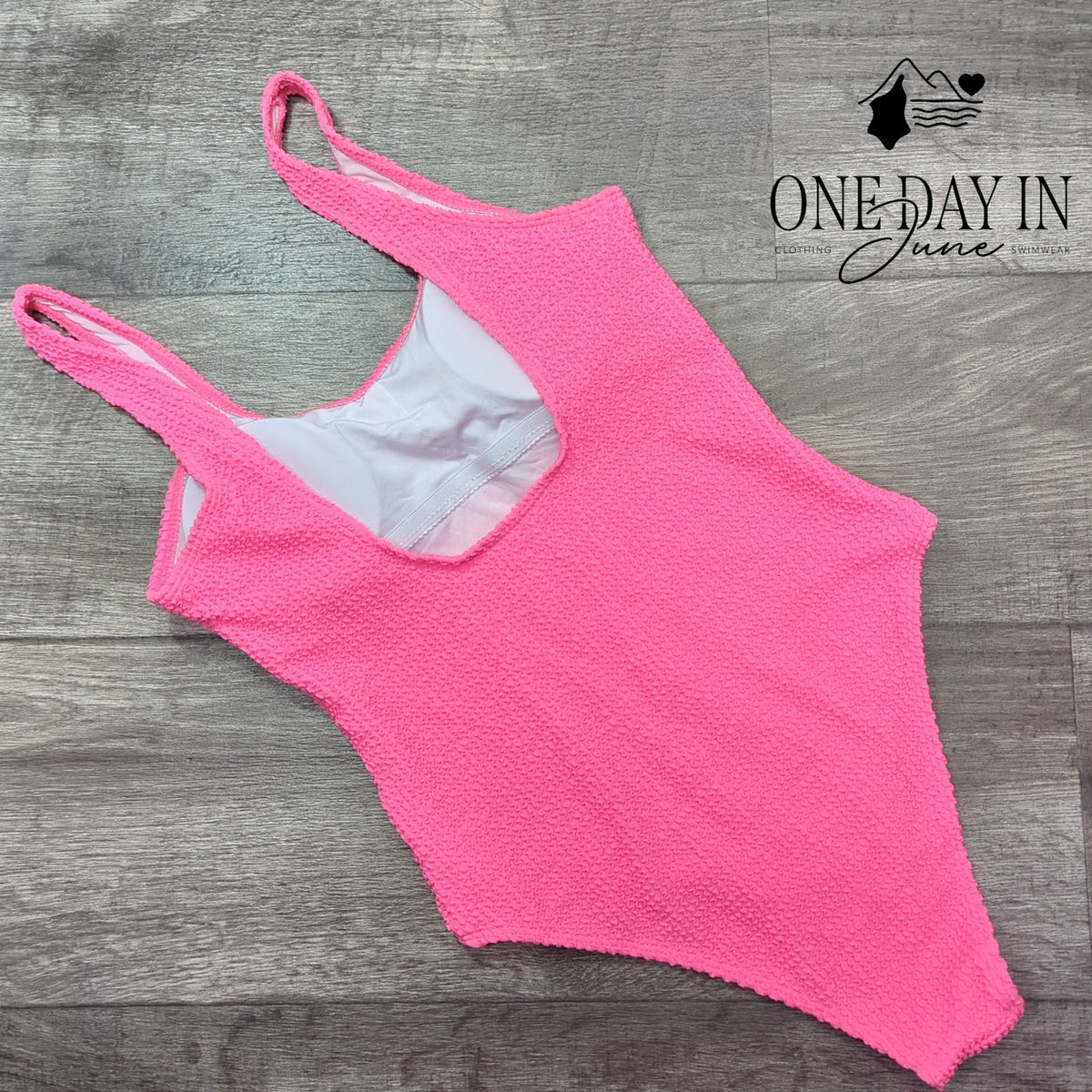 CharmLeaks Textured Crinkle One Piece Swimsuit Hot Pink Size S