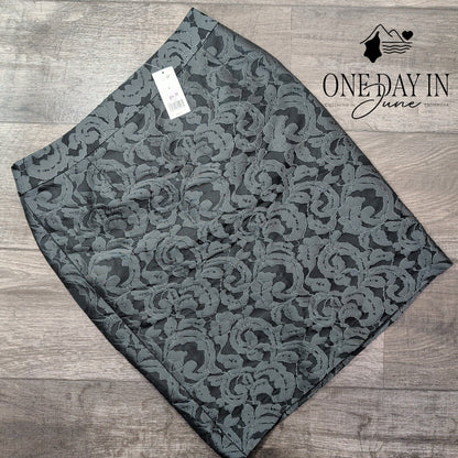 Banana Republic Floral Jacquard Pencil Skirt Black Gray NWT Size 8