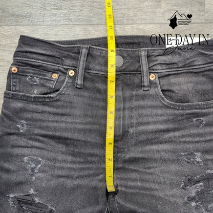 American Eagle Outfitters AirFlex+ Skinny Jeans Black Distressed NWT Size 28 (6)