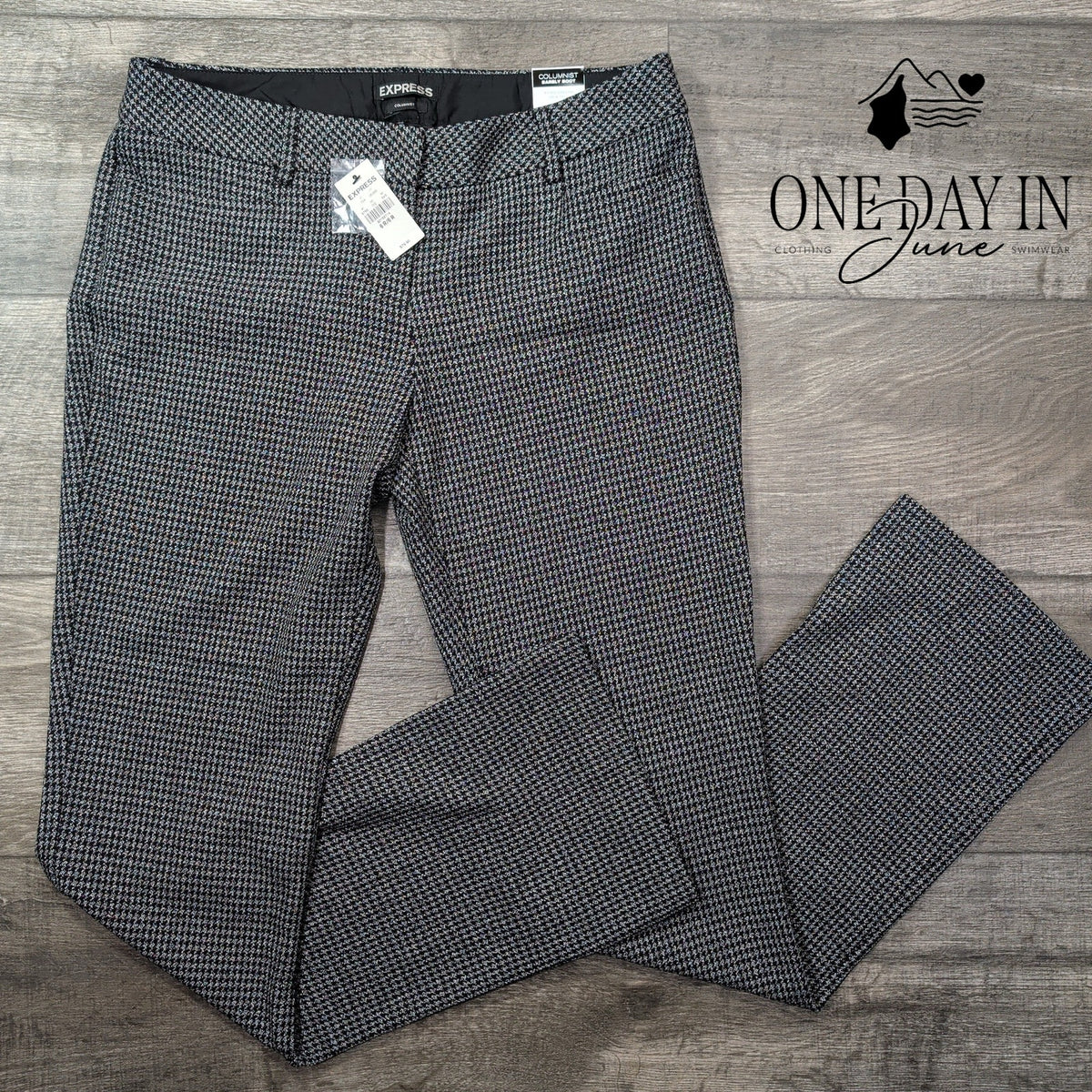 Express Columnist Barely Boot Pants Black White Tweed NWT Size 6