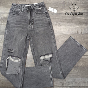 Pacsun 90s Boyfriend Distressed Jeans Gray Black High Rise NWT Size 24 (0)
