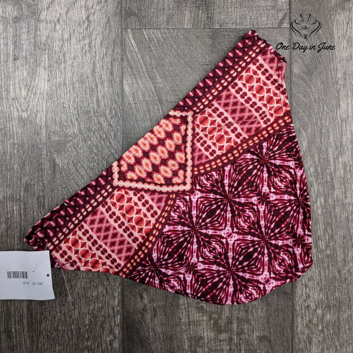 Kenneth Cole Hidden Paradise Ruched Bikini Bottoms Red Pink Print NWT Size M
