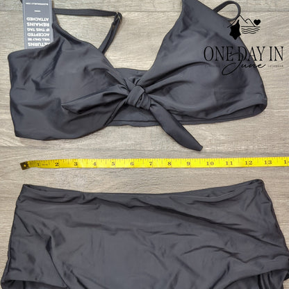Blooming Jelly Knot Front High Waist Bikini Swimsuit Size M