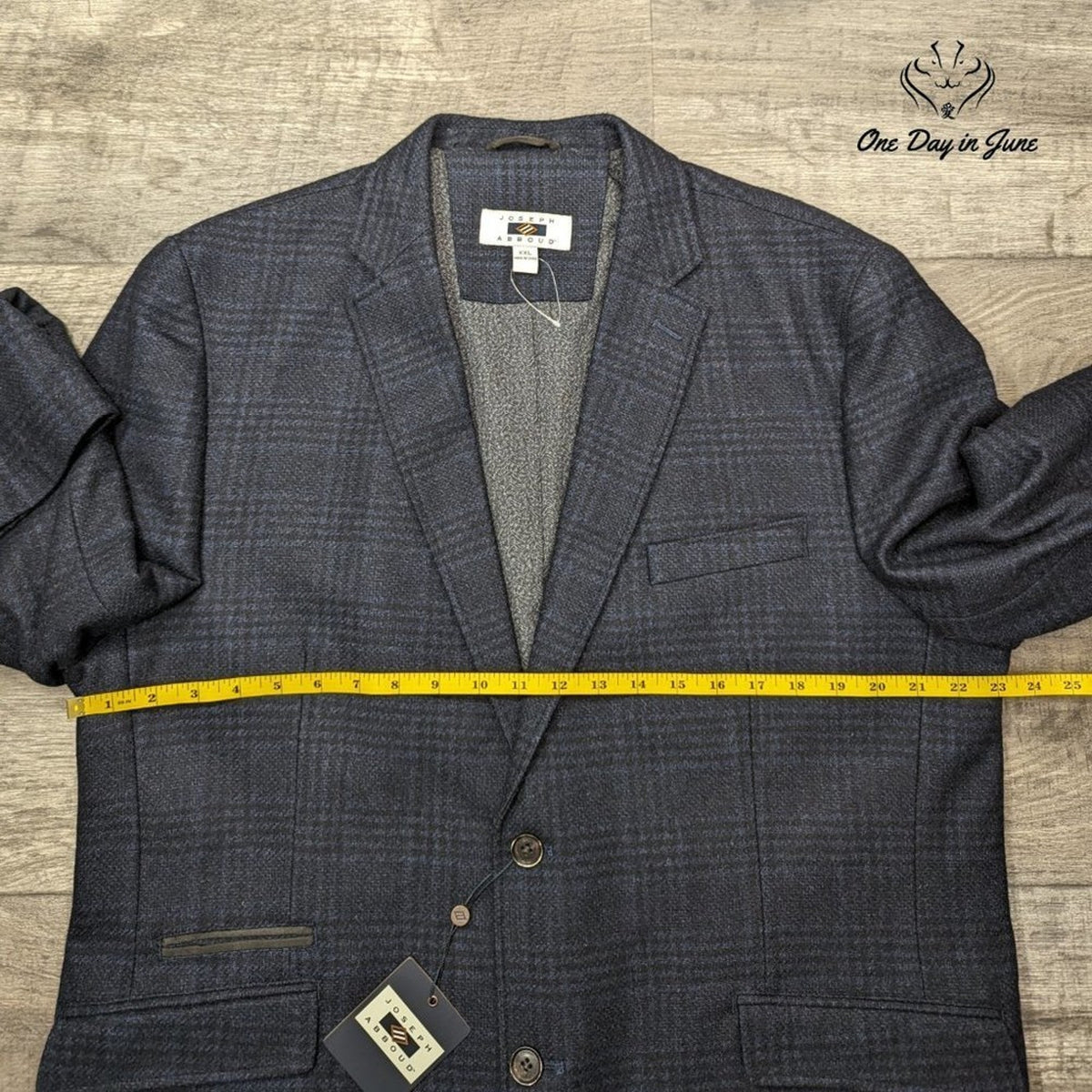 Joseph Abboud Wool Blend Plaid Blazer Navy Blue 2 Button NWT Size XXL