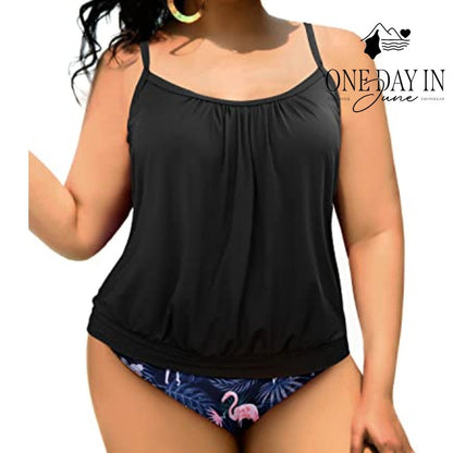 Yonique Blouson Tankini Swimsuit Size L