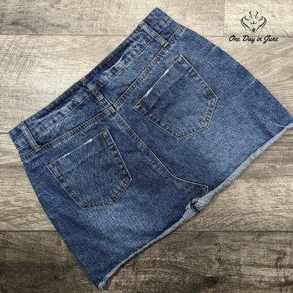 Ashley Mason Distressed Denim Skirt Size L