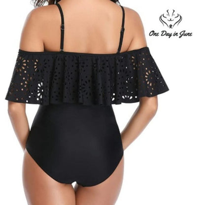 Tempt Me Vintage Off Shoulder Ruffled One Piece Size XS