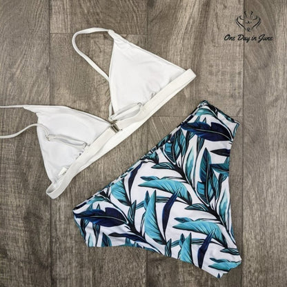 Moshengqi High Waist Adjustable Strap Bikini Swimsuit Size XL