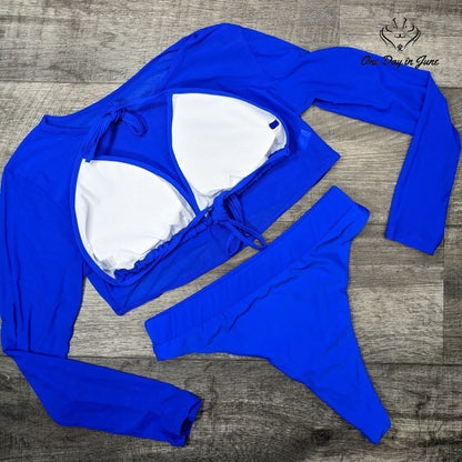 Meyeeka 3 Piece Rashguard Bikini Swimsuit Size 2XL