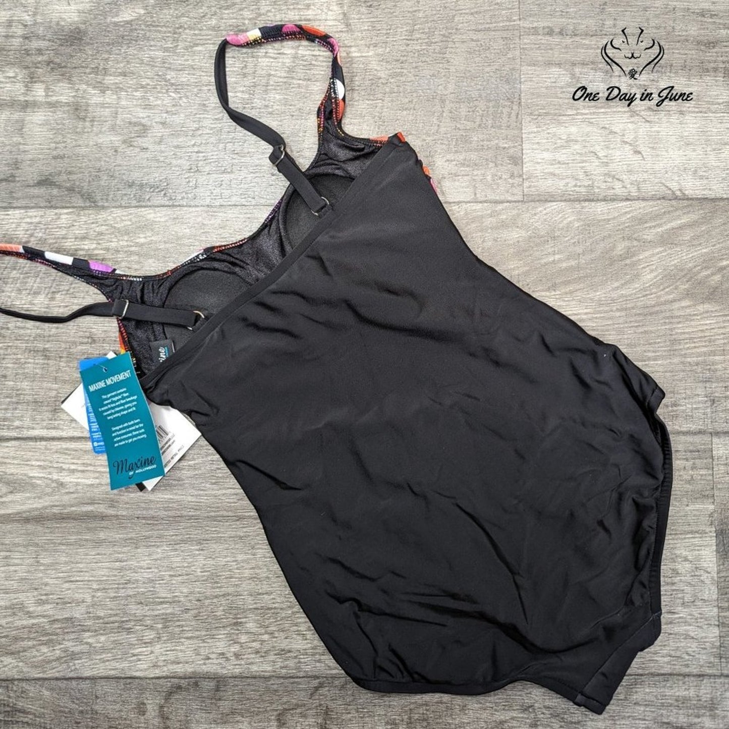 Maxine of Hollywood Square Neck Maillot One Piece Swimsuit Size 6