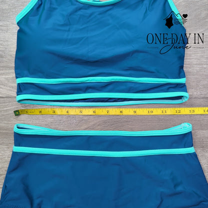 Blooming Jelly Strappy  Back Crop Bikini Swimsuit Size S