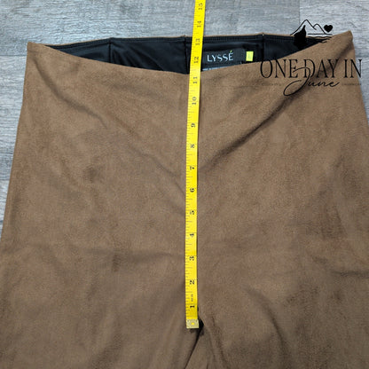 Lysse Pull On Faux Suede Skinny Pants Toffee Brown NWT Size L