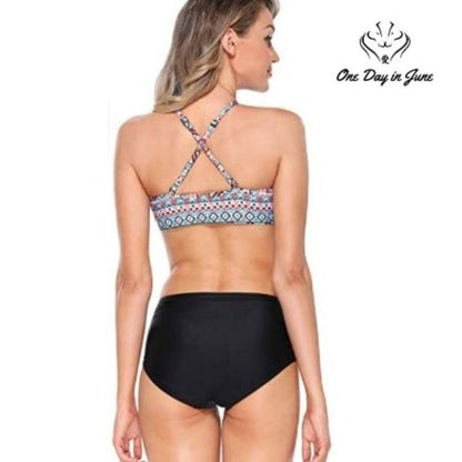 Charmleaks High Neck Halter Bikini Swimsuit Size L