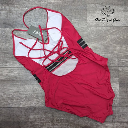 Cillet V Neck Mesh One Piece Swimsuit Size L