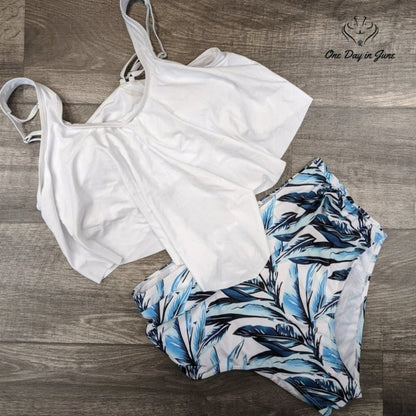 I2CRAZY High Waist Ruffled Flounce Top Bikini Size S