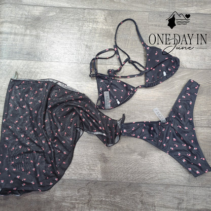 CozyEase Adjustable Triangle 3 Piece Bikini Swimsuit Size S