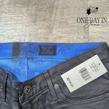 AG Adriano Goldschmied Coated Denim Straight Leg Jeans Size 27 (4)