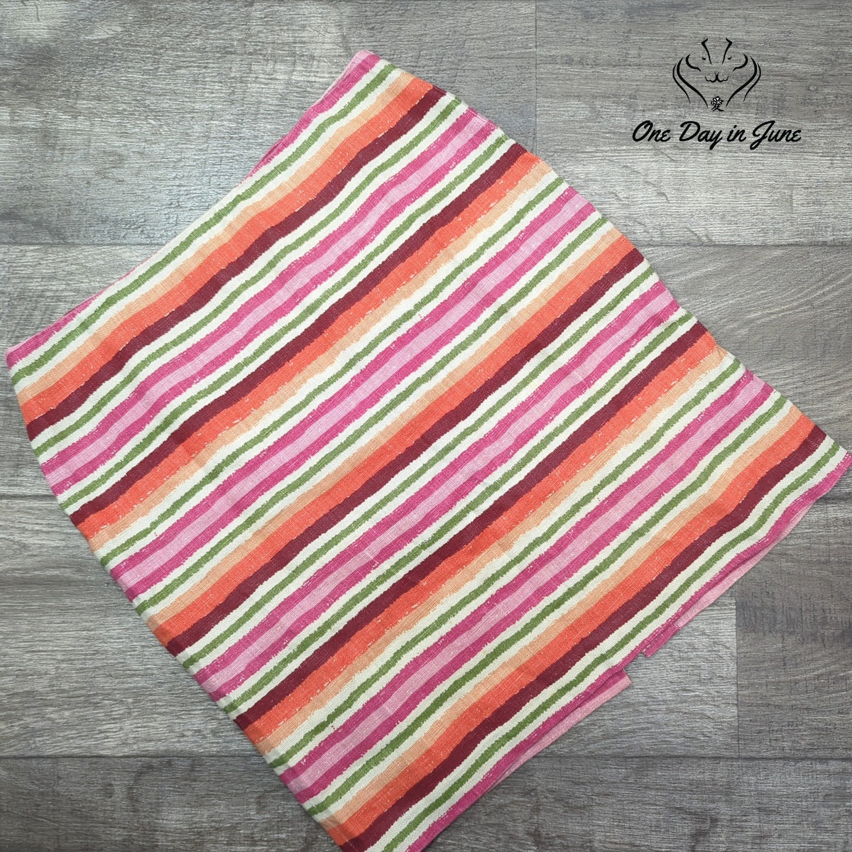 Talbots Petites Linen Striped Pencil Skirt Pink Orange Green Size 6P