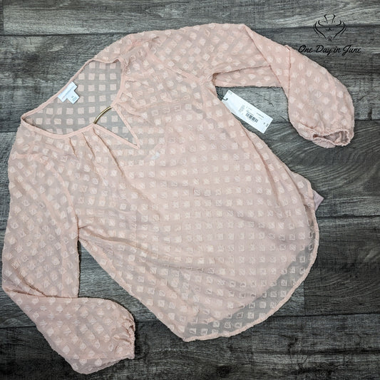 Liz Claiborne Rose Quartz Sheer Long Sleeve Top with Cami Size XS