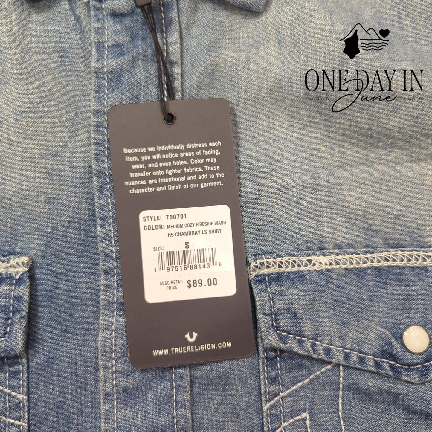 True Religion Snap Front Long Sleeve Shirt Size S