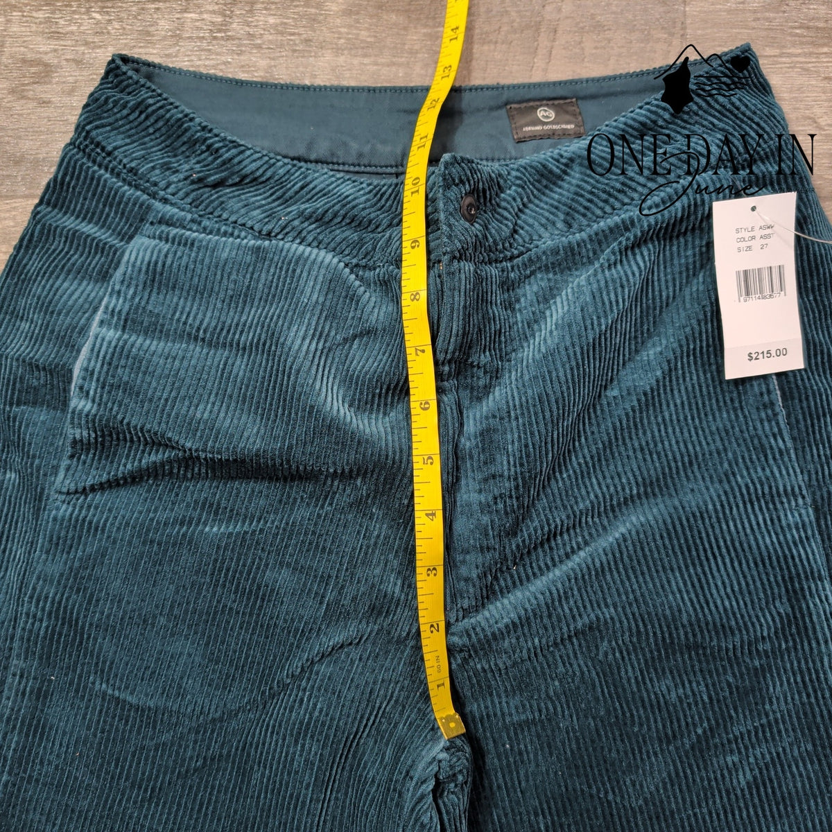 AG Adriano Goldschmied Corduroy Wide Leg Pants Teal Blue NWT Size 4 (27)