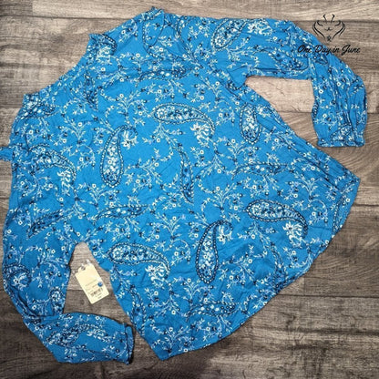St. John's Bay High Neck Long Sleeve Blouse Size XL