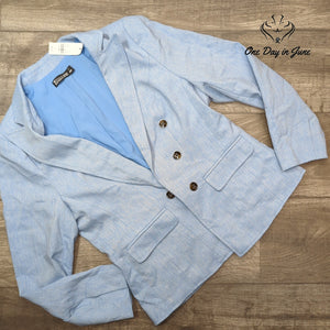 New York & Company 7th Avenue Blazer Light Blue Double Breasted NWT Size 12