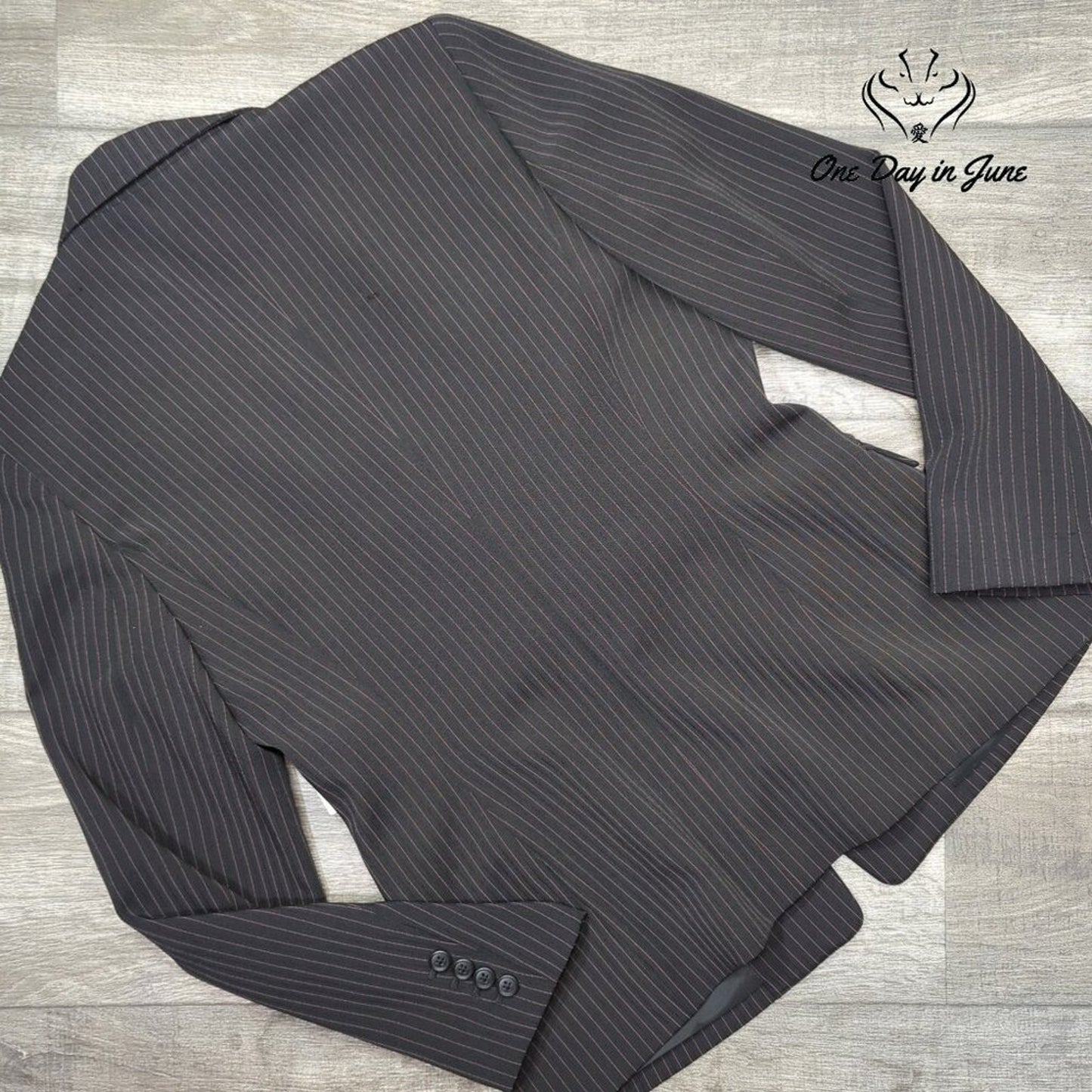 Tahari Pinstripe Blazer Black Light Pink Single Button Career Jacket NWT Size 10