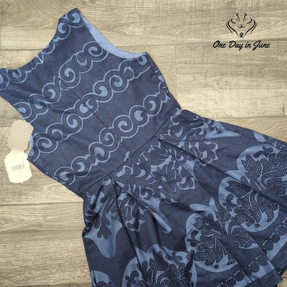Altar'd State Fit & Flare Sleeveless Dress Navy Blue Floral NWT Size M