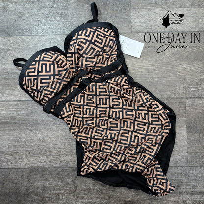 Eomenie Molded Cup Tie Back One Piece Swimsuit Size M