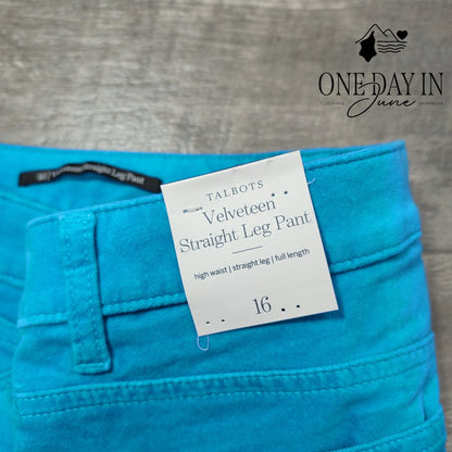 Talbots Velveteen Straight Leg Pants Size 16