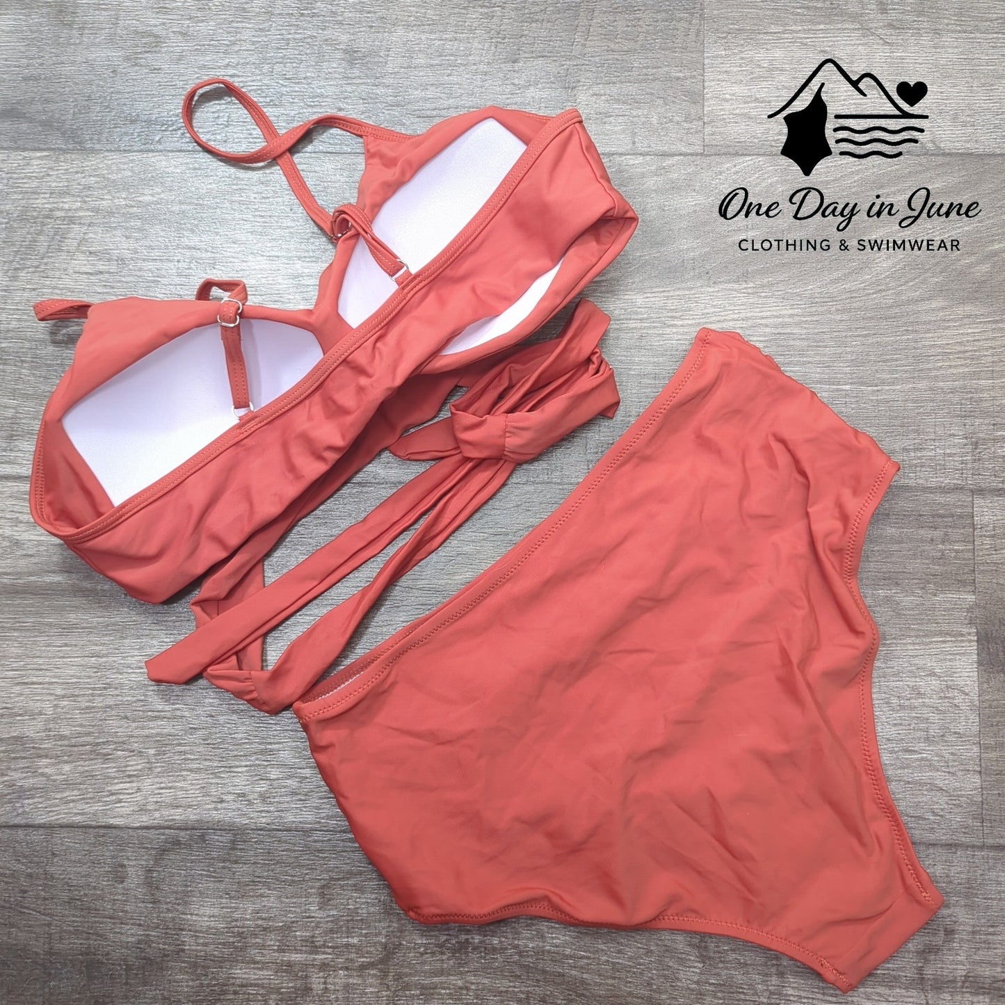 Charmleaks Cross Front Wrap Tie High Waist Bikini Swimsuit Size L