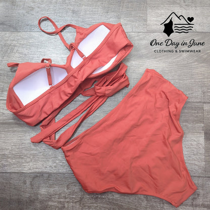 Charmleaks Cross Front Wrap Tie High Waist Bikini Swimsuit Size L