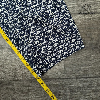 Talbots Petites The Perfect Crop Pants Navy Blue White Paisley Print Size 14P