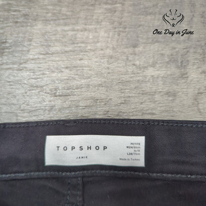Topshop Petite Jamie High Rise Skinny Jeans Black NWT Size 24 (00)