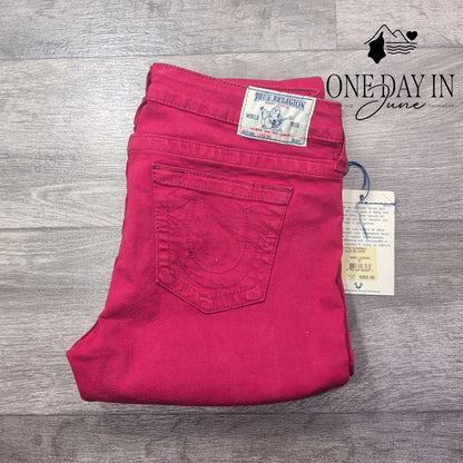 True Religion Basic Jegging Jeans Berry Pink Skinny Stretch NWT Size 32 (14)
